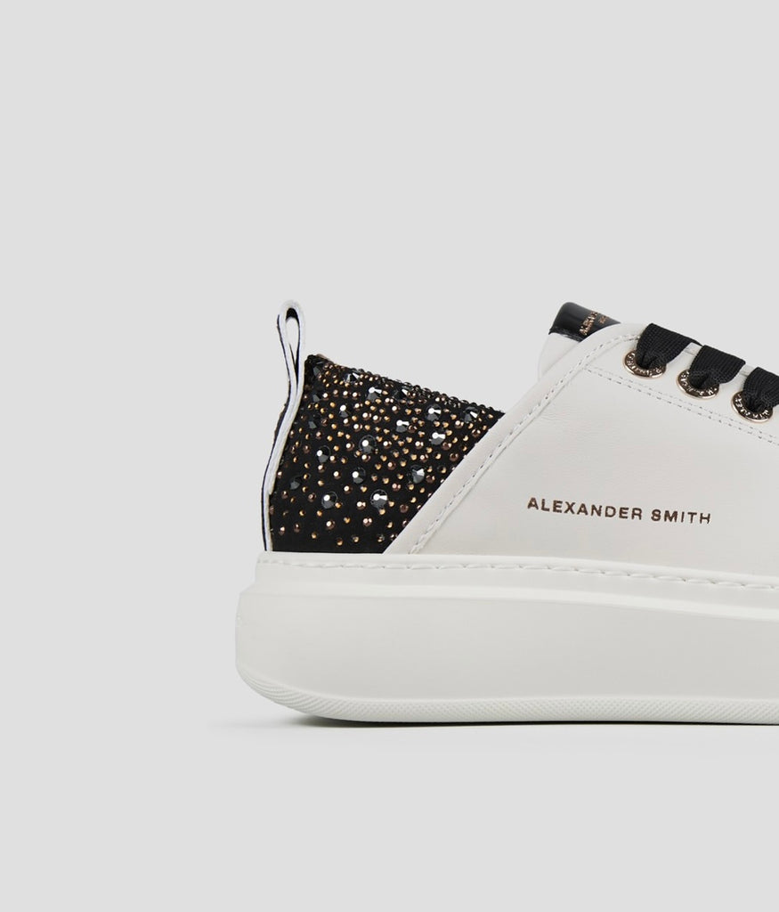 Wembley Donna In Pelle Bianca E Tallone Nero Con Strass - Alexander Smith