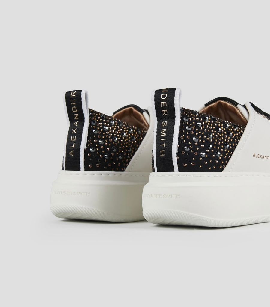 Wembley Donna In Pelle Bianca E Tallone Nero Con Strass - Alexander Smith