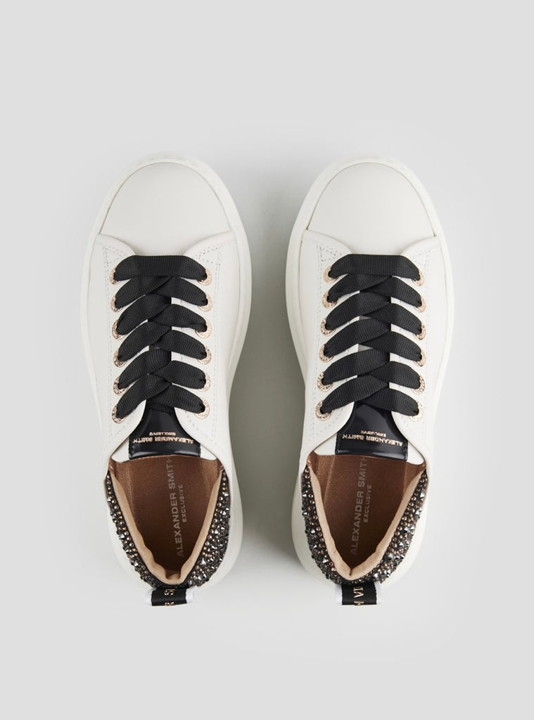 Wembley Donna In Pelle Bianca E Tallone Nero Con Strass - Alexander Smith