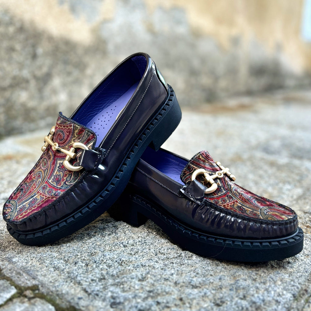 Mocassino in pelle damascato marrone